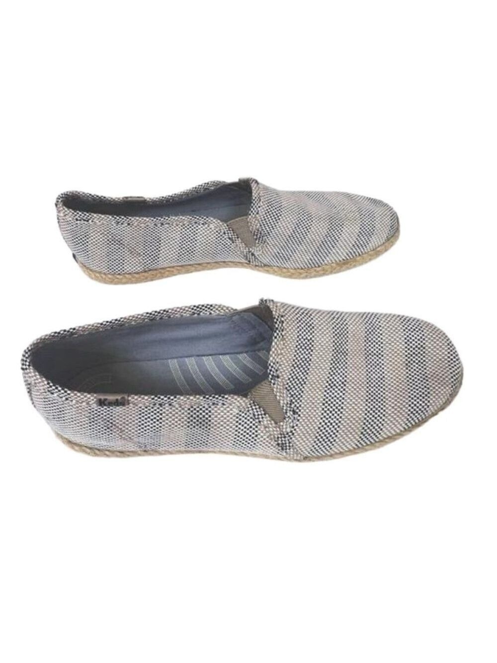 Keds Tennis Shoes Women Sz 8 Double Decker' Striped Blue & Beige Slip-On Casual